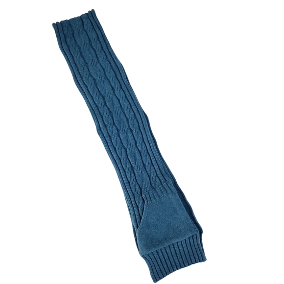 SIMONS LE 31 Men's Knit Scarf with Hand Warmer Pockets 100% lambswool– blue - Picture 2 of 7